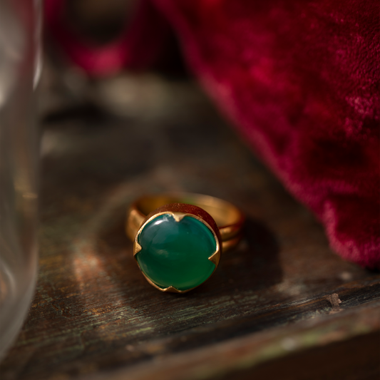Kama Ring- Green Onyx